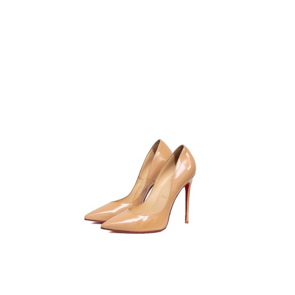 Christian Louboutin Shoes - Christian Louboutin So Kate 120mm Heels Nude Patent Leather Red Sole Pumps Size